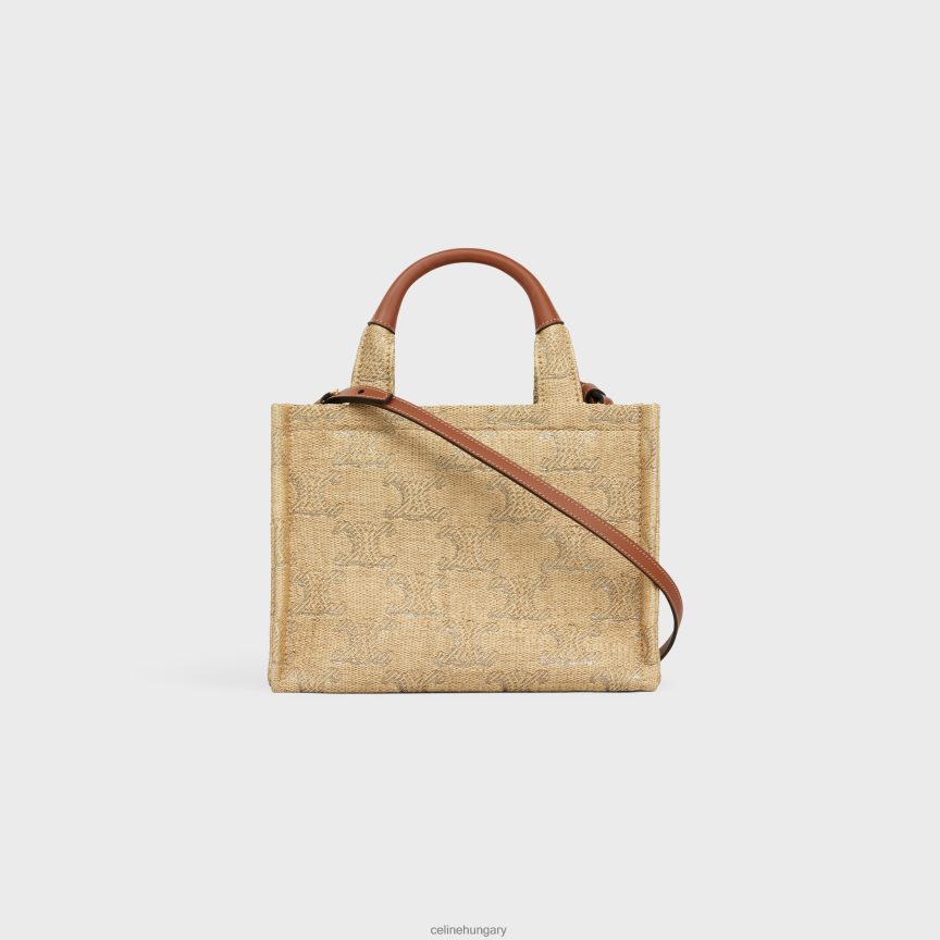 kiegészítők CELINE kis cabas thais raffia hatású textilből triomphe jacquarddal natúr/ezüst nők J6P488248