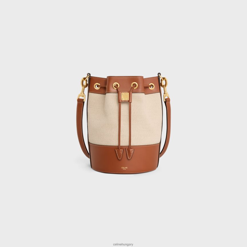 kiegészítők CELINE kis húzózsinór cabas marin textilből és borjúbőrből természetes/barna nők J6P488300