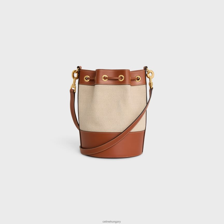 kiegészítők CELINE kis húzózsinór cabas marin textilből és borjúbőrből természetes/barna nők J6P488300