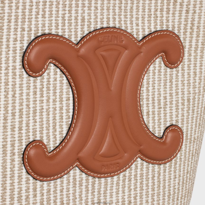 kiegészítők CELINE kis vödör cuir triomphe csíkos textilből és borjúbőrből bézs nők J6P488202