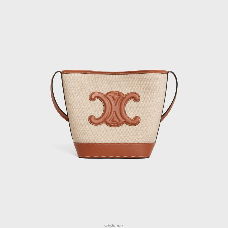 kiegészítők CELINE kis vödör cuir triomphe textilből és borjúbőrből természetes/barna nők J6P488201