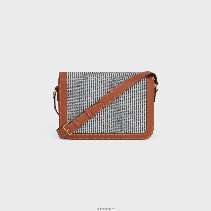 kiegészítők CELINE klasszikus triomphe táska csíkos textilből és borjúbőrből antracit nők J6P48898