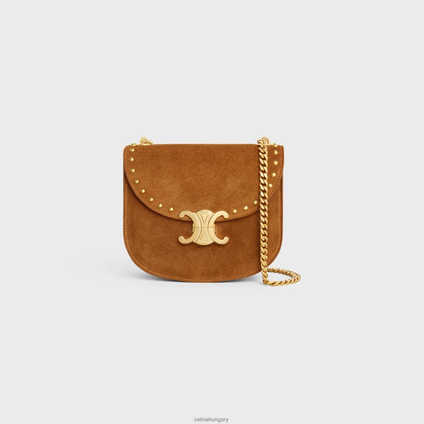 kiegészítők CELINE lánc besace clea velúr borjúbőrből szegecsekkel pekandió nők J6P488169