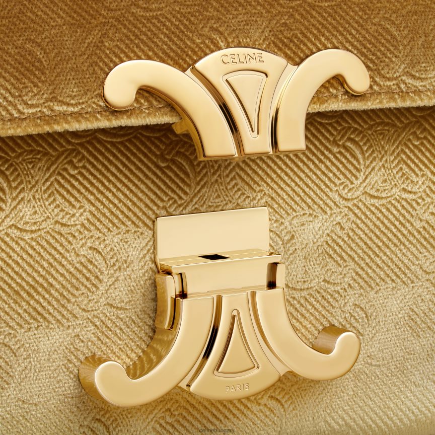 kiegészítők CELINE láncos válltáska claude bársonyból, végig triumfával Arany nők J6P488185