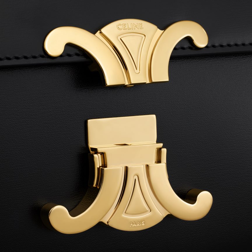 kiegészítők CELINE láncos válltáska claude fényes borjúbőrből fekete nők J6P488178