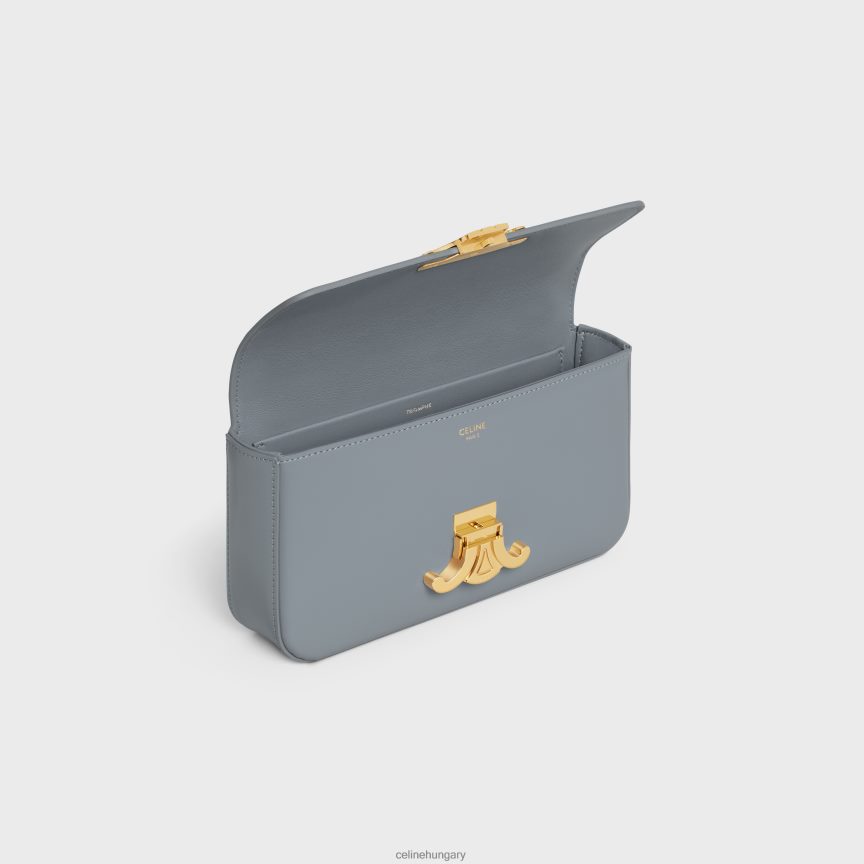 kiegészítők CELINE láncos válltáska claude fényes borjúbőrből kék szürke nők J6P488179