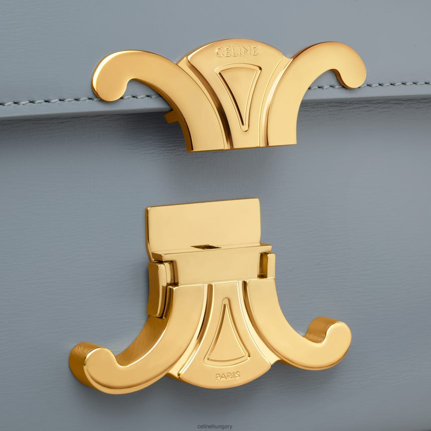 kiegészítők CELINE láncos válltáska claude fényes borjúbőrből kék szürke nők J6P488179