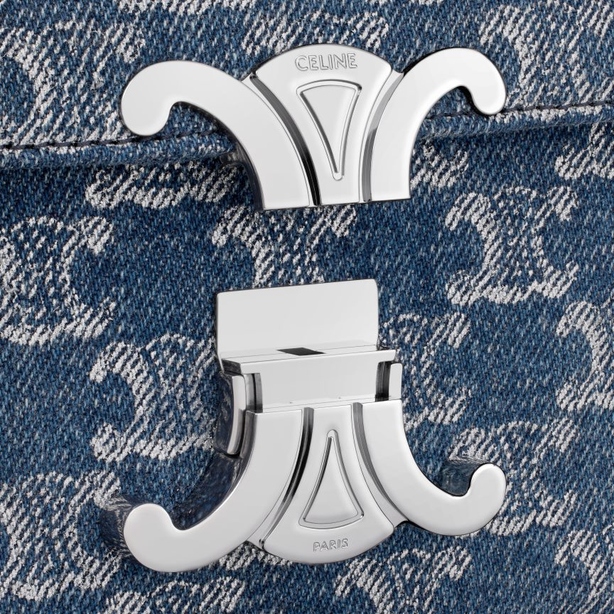 kiegészítők CELINE láncos válltáska claude farmerből, végig triumfával farmer/ezüst nők J6P48851