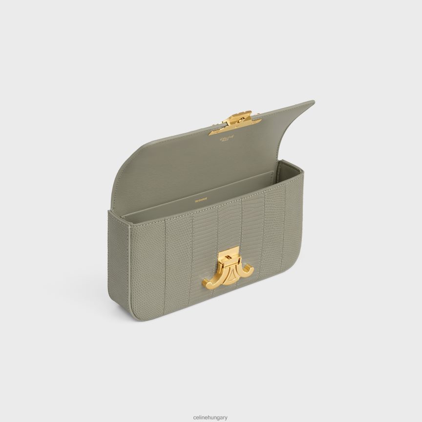 kiegészítők CELINE láncos válltáska claude gyíkfoltozásban zöld agyag nők J6P488188