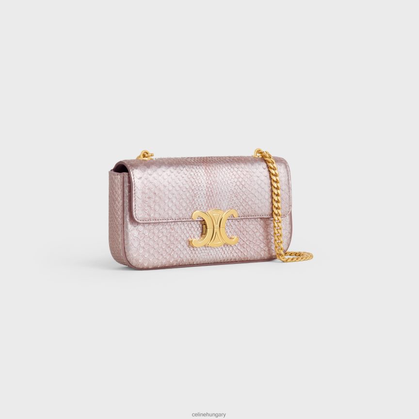 kiegészítők CELINE láncos válltáska claude gyöngyházfényű pythonban rózsa glace nők J6P48838