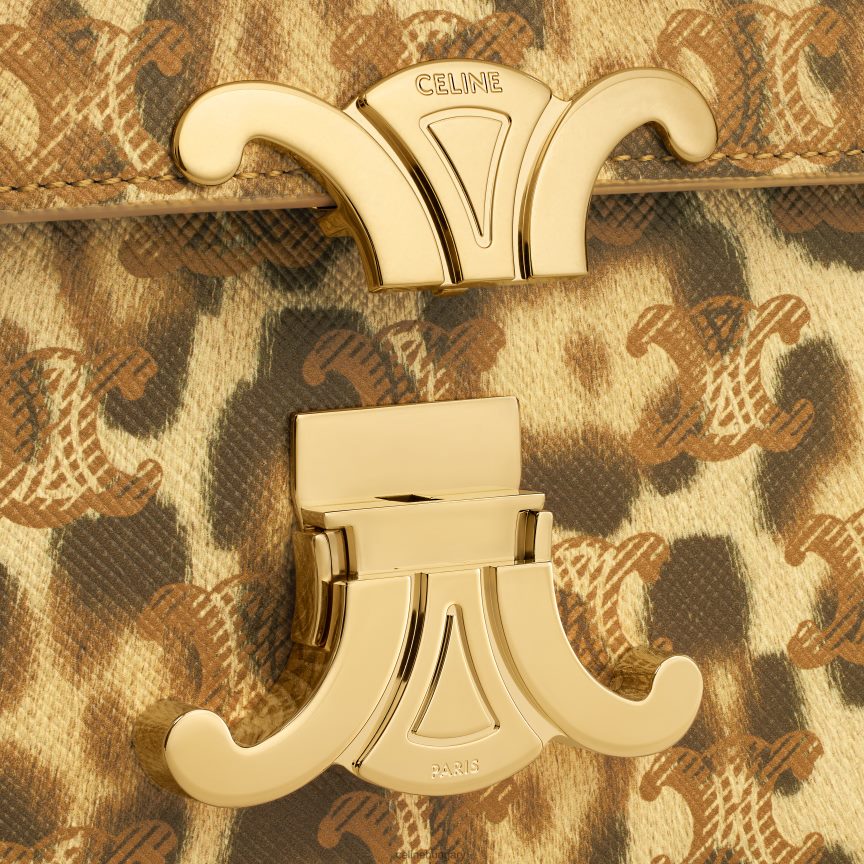 kiegészítők CELINE láncos válltáska claude triomphe vászonban nyomattal leopárd nők J6P48852