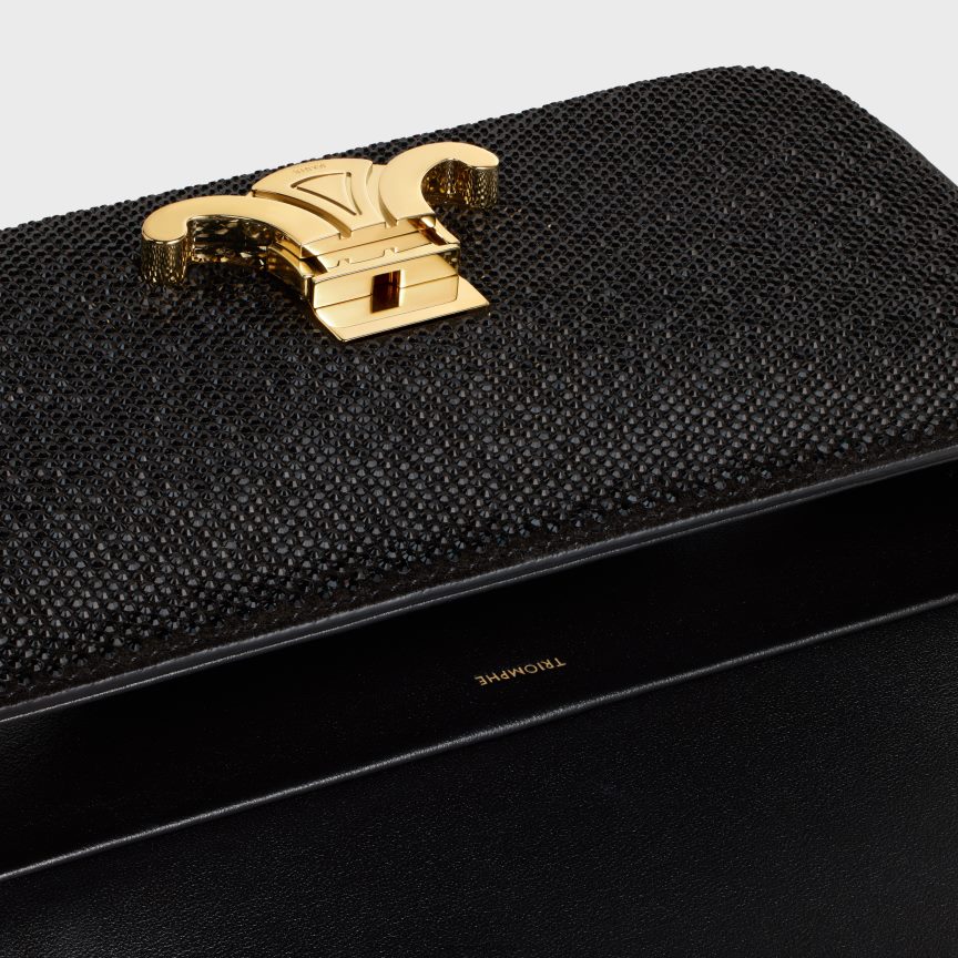 kiegészítők CELINE láncos válltáska claude velúr borjúbőrből strasszal fekete nők J6P488184