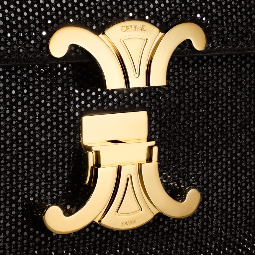 kiegészítők CELINE láncos válltáska claude velúr borjúbőrből strasszal fekete nők J6P488184