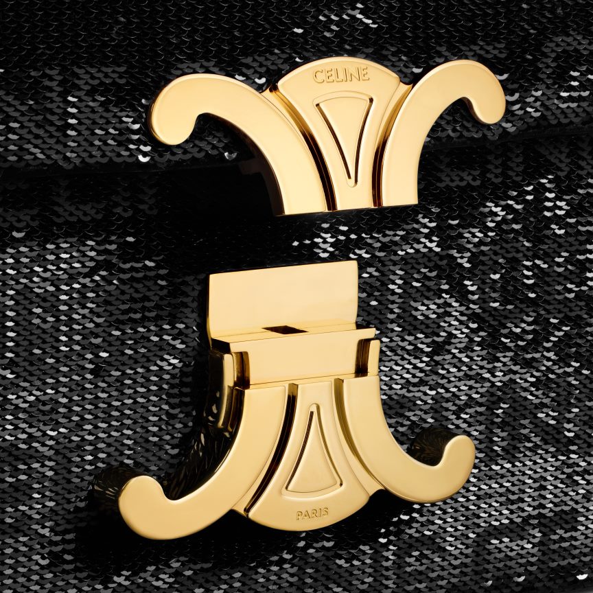 kiegészítők CELINE láncos válltáska flitterekkel, mindenhol fekete nők J6P488183