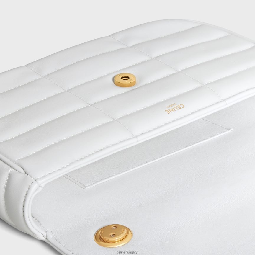 kiegészítők CELINE láncos válltáska matelasse monokróm steppelt borjúbőrből sarkvidéki fehér nők J6P488282