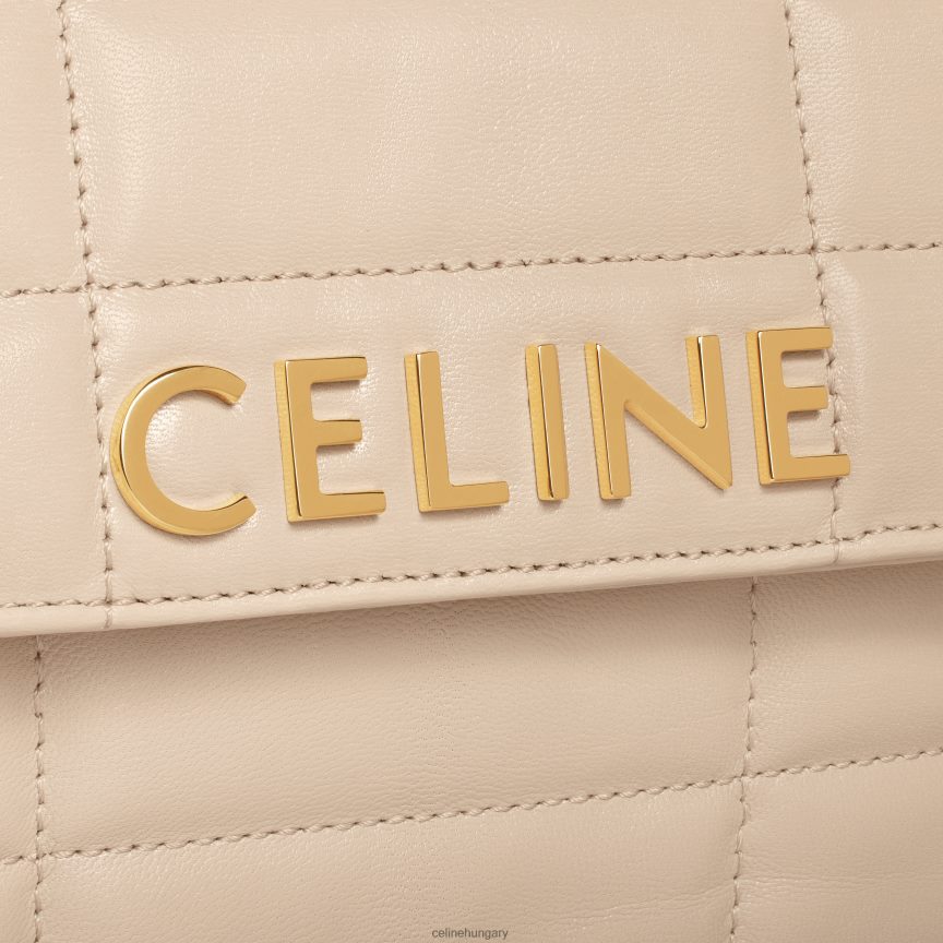 kiegészítők CELINE láncos válltáska matelasse monokróm steppelt kecskebőrből meztelen nők J6P488281