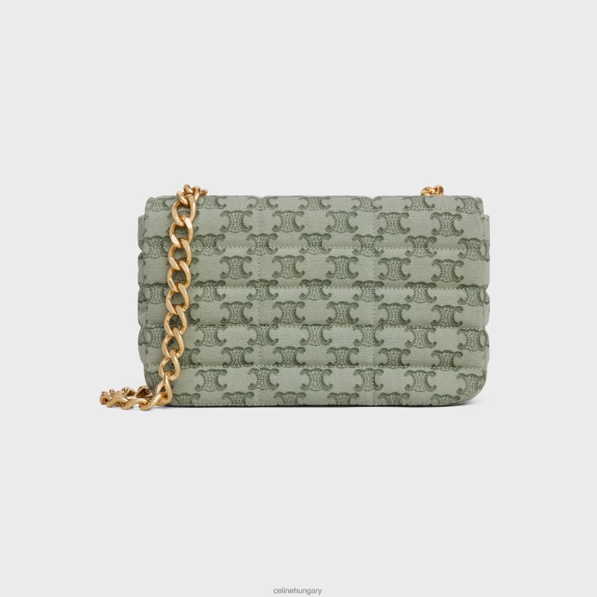 kiegészítők CELINE láncos válltáska matelasse monokróm textilből, triumphos vászonnyomattal khaki nők J6P488284