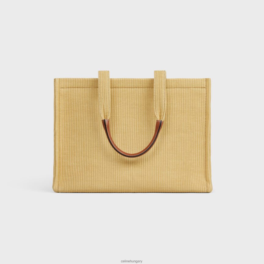 kiegészítők CELINE nagy cabas thais raffia hatású textilből és borjúbőrből természetes/barna nők J6P48829