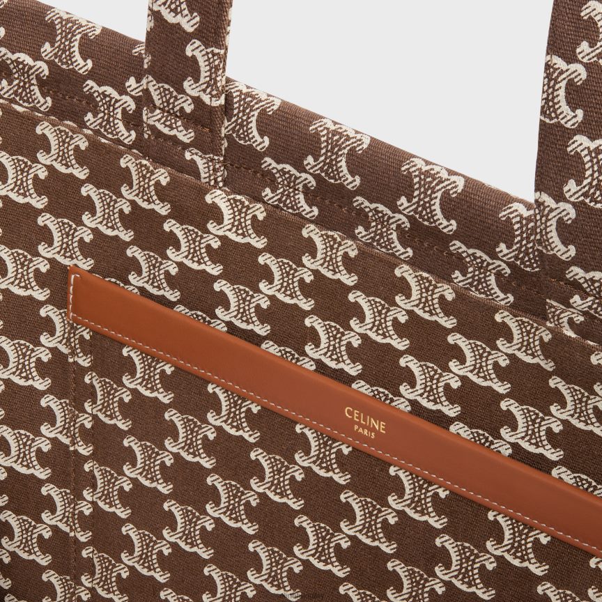 kiegészítők CELINE nagy cabas thais textilből, triumfa vászonnyomattal és borjúbőrrel barna nők J6P48828