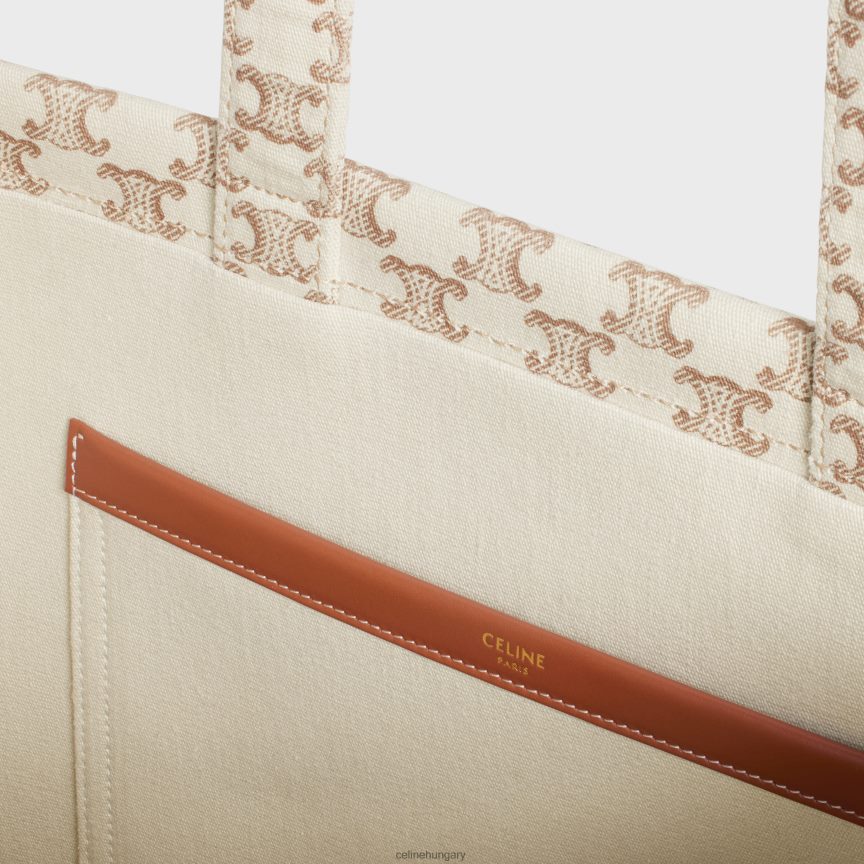 kiegészítők CELINE nagy cabas thais textilből, triumfa vászonnyomattal és borjúbőrrel fehér nők J6P488245