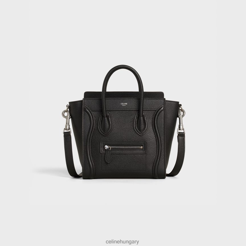 kiegészítők CELINE nano poggyásztáska dobolt borjúbőrből fekete nők J6P488304