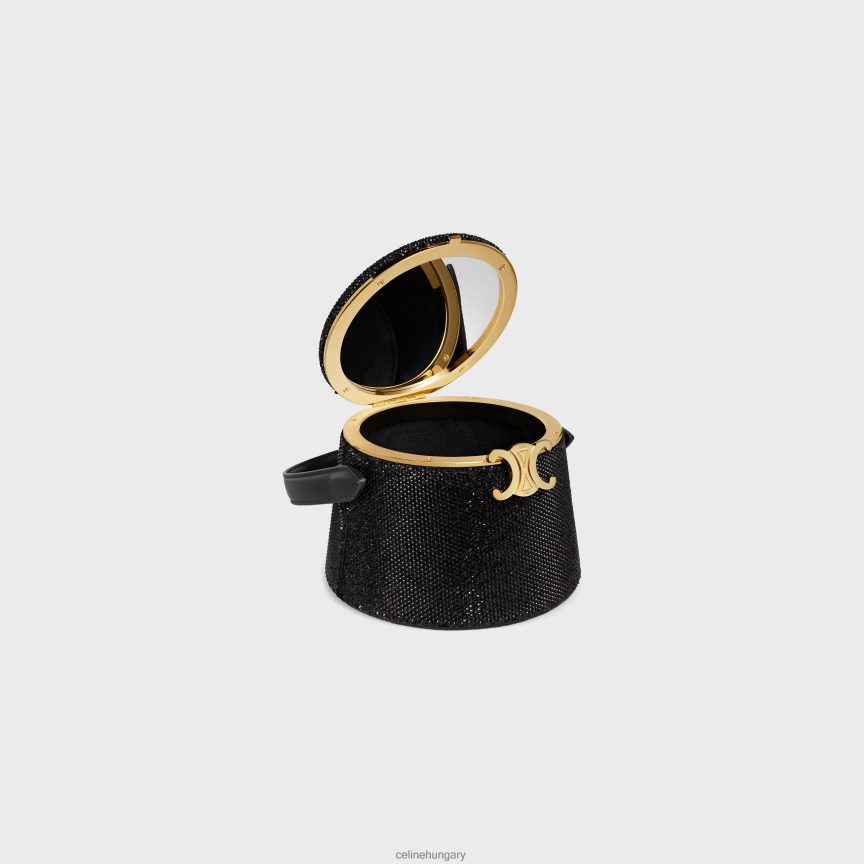 kiegészítők CELINE nina minaudiere velúr borjúbőr strázsával fekete nők J6P488288