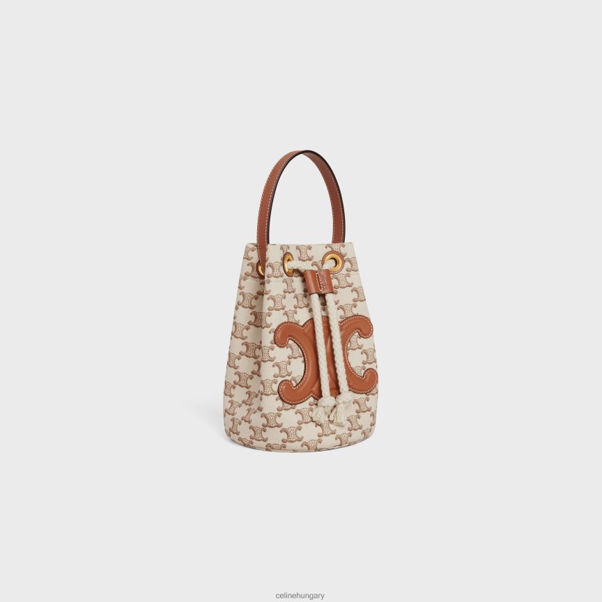 kiegészítők CELINE textilből készült tini húzózsinór triumphos vászonnyomattal és borjúbőrrel fehér nők J6P48882