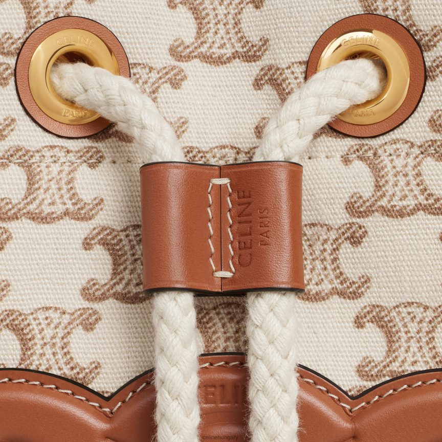 kiegészítők CELINE textilből készült tini húzózsinór triumphos vászonnyomattal és borjúbőrrel fehér nők J6P48882