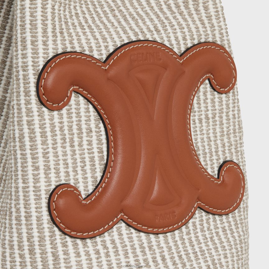 kiegészítők CELINE tini húzózsinór csíkos textilből és borjúbőrből bézs nők J6P488204