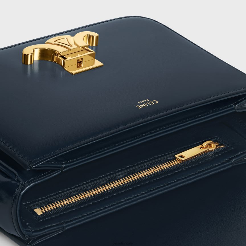 kiegészítők CELINE tini triomphe táska fényes borjúbőrből sötétkék nők J6P48846