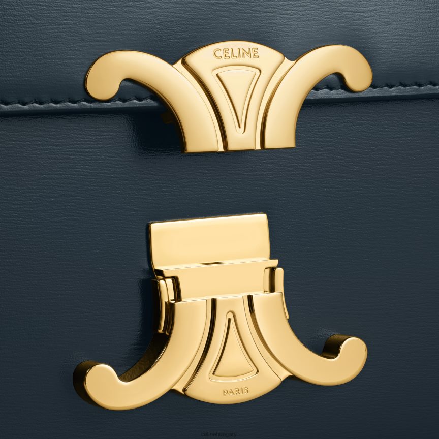 kiegészítők CELINE tini triomphe táska fényes borjúbőrből sötétkék nők J6P48846