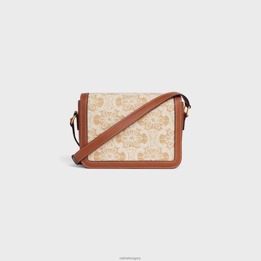 kiegészítők CELINE tini triomphe táska raffia hatású textilből triumph hímzéssel természetes/barna nők J6P48823