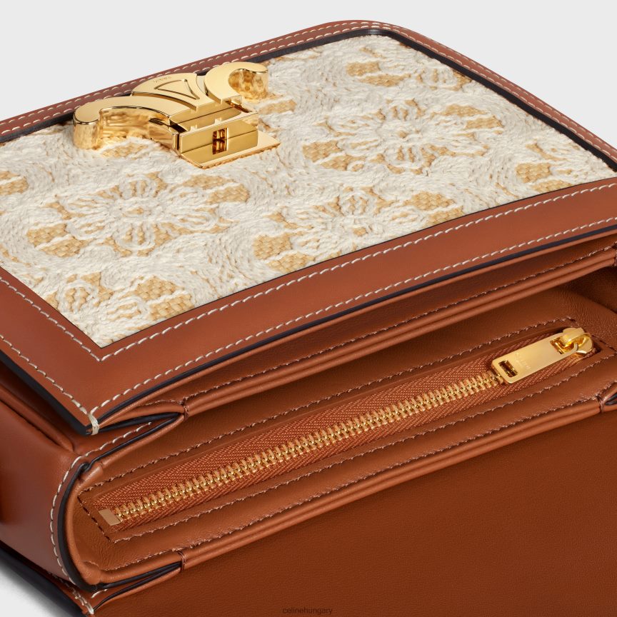 kiegészítők CELINE tini triomphe táska raffia hatású textilből triumph hímzéssel természetes/barna nők J6P48823