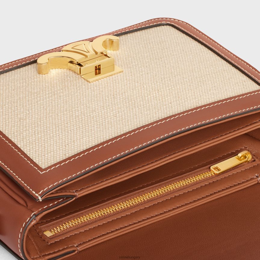 kiegészítők CELINE tini triomphe táska textilből és borjúbőrből természetes/barna nők J6P488108