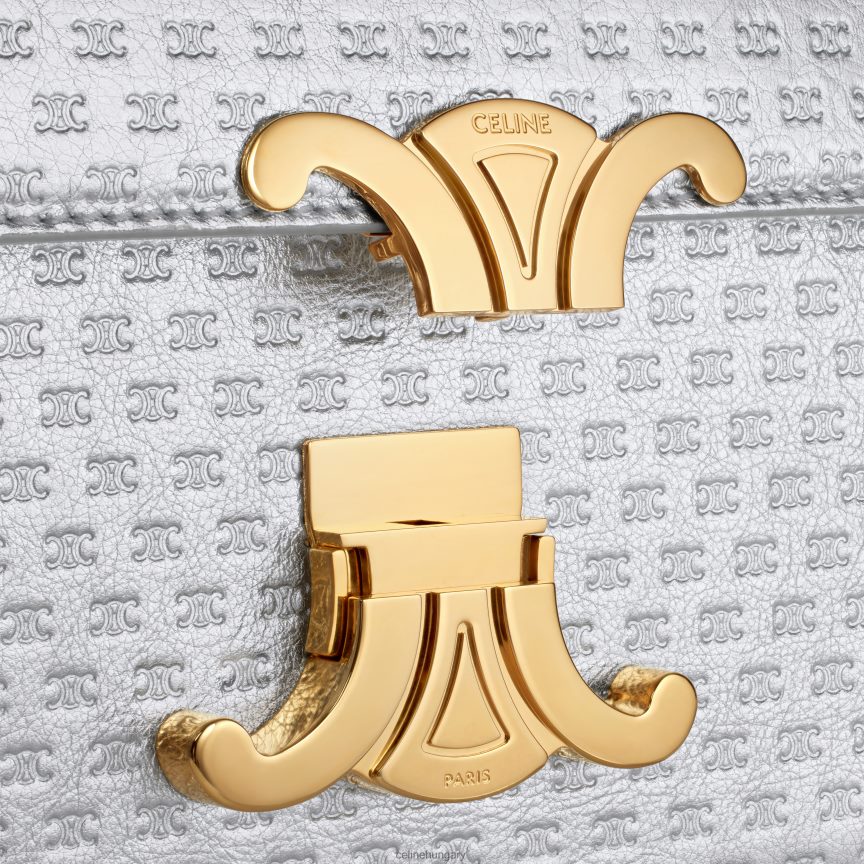 kiegészítők CELINE válltáska claude laminált borjúbőrből, végig triumfával ezüst nők J6P48855