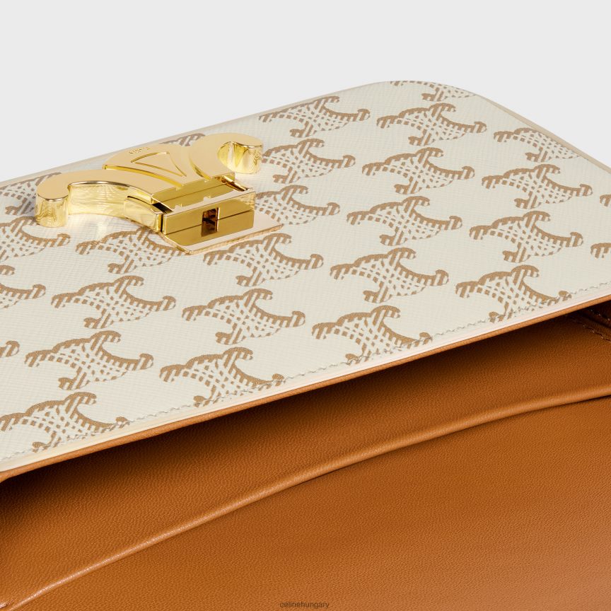 kiegészítők CELINE válltáska claude triomphe vászonból és borjúbőrből fehér nők J6P488193