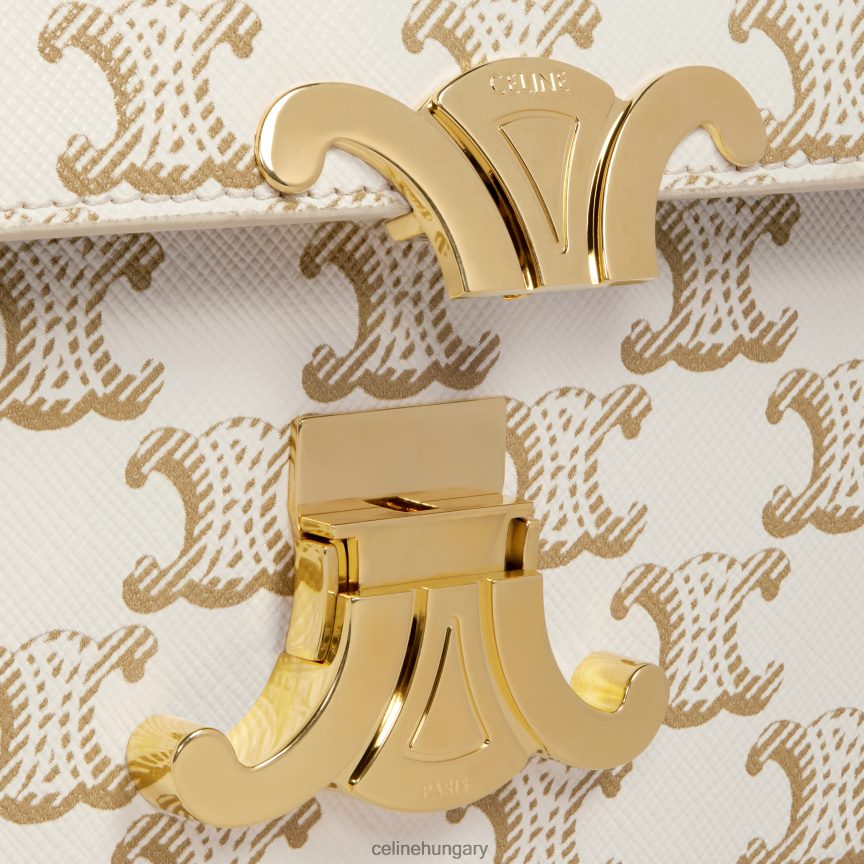 kiegészítők CELINE válltáska claude triomphe vászonból és borjúbőrből fehér nők J6P488193