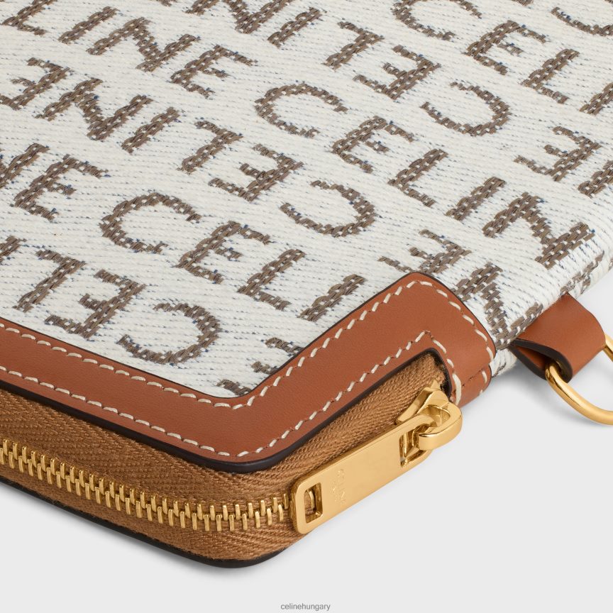 kiegészítők CELINE kis tasak pánttal, textilből és borjúbőrrel természetes/barna nők J6P488548