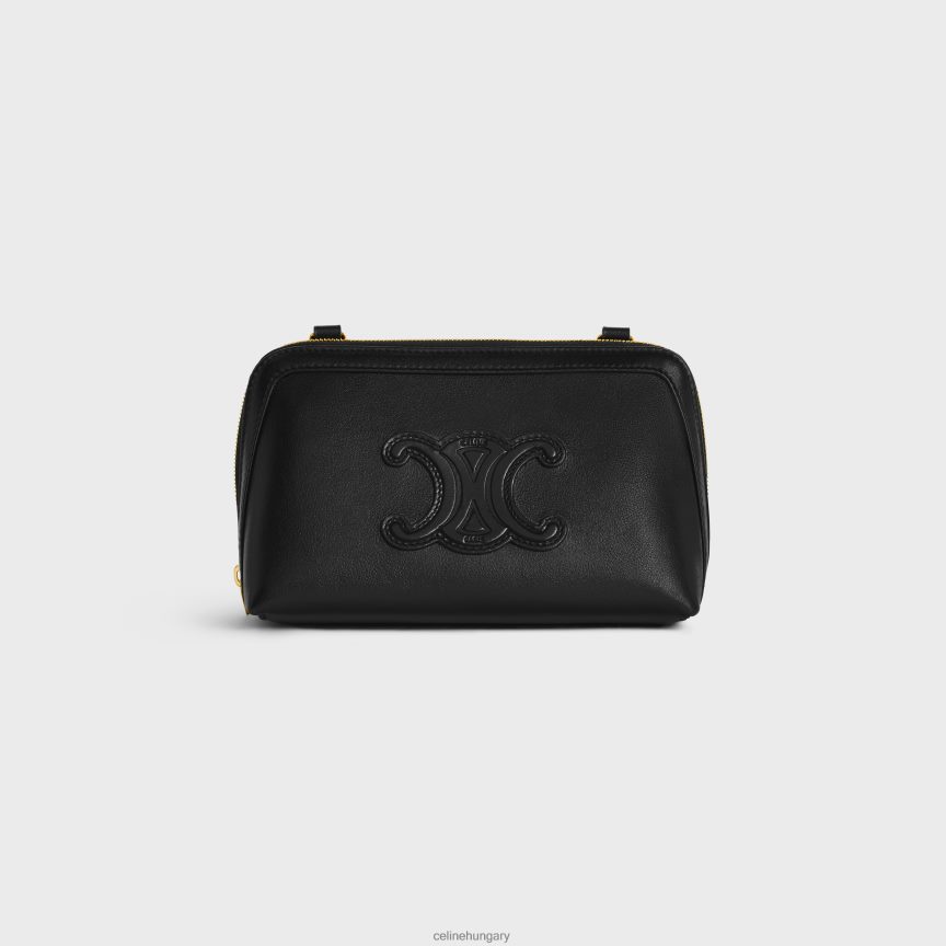 kiegészítők CELINE kuplung a láncon cuir triomphe sima borjúbőrből fekete nők J6P488335