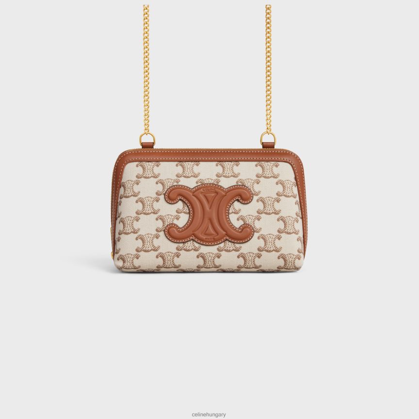 kiegészítők CELINE kuplung a láncon cuir triomphe textil triomp mintával és borjúbőrrel fehér nők J6P488337