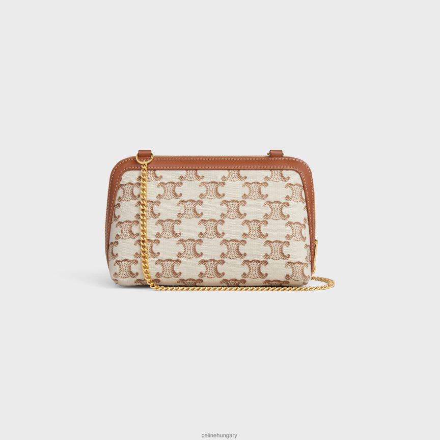 kiegészítők CELINE kuplung a láncon cuir triomphe textil triomp mintával és borjúbőrrel fehér nők J6P488337