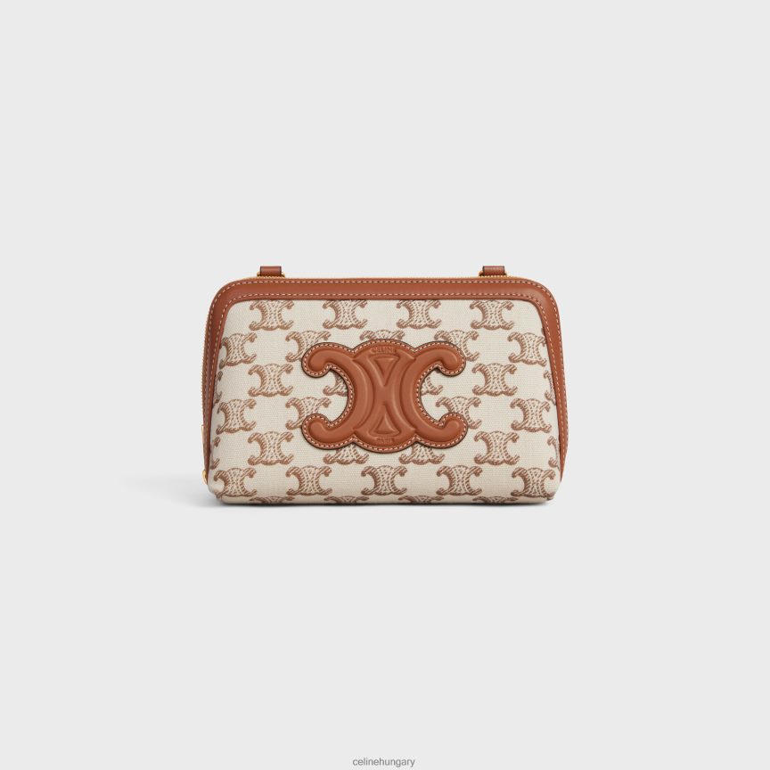 kiegészítők CELINE kuplung a láncon cuir triomphe textil triomp mintával és borjúbőrrel fehér nők J6P488337