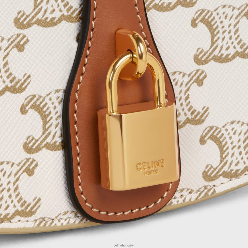 kiegészítők CELINE kuplung a pánton, triomphe vászonból és borjúbőrből fehér/barna nők J6P488345