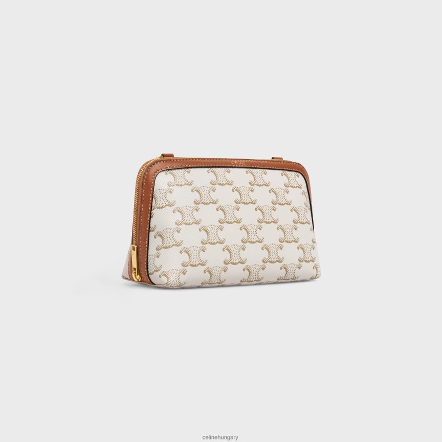 kiegészítők CELINE kuplung lánccal triumph vászonból és báránybőrből fehér/barna nők J6P488386