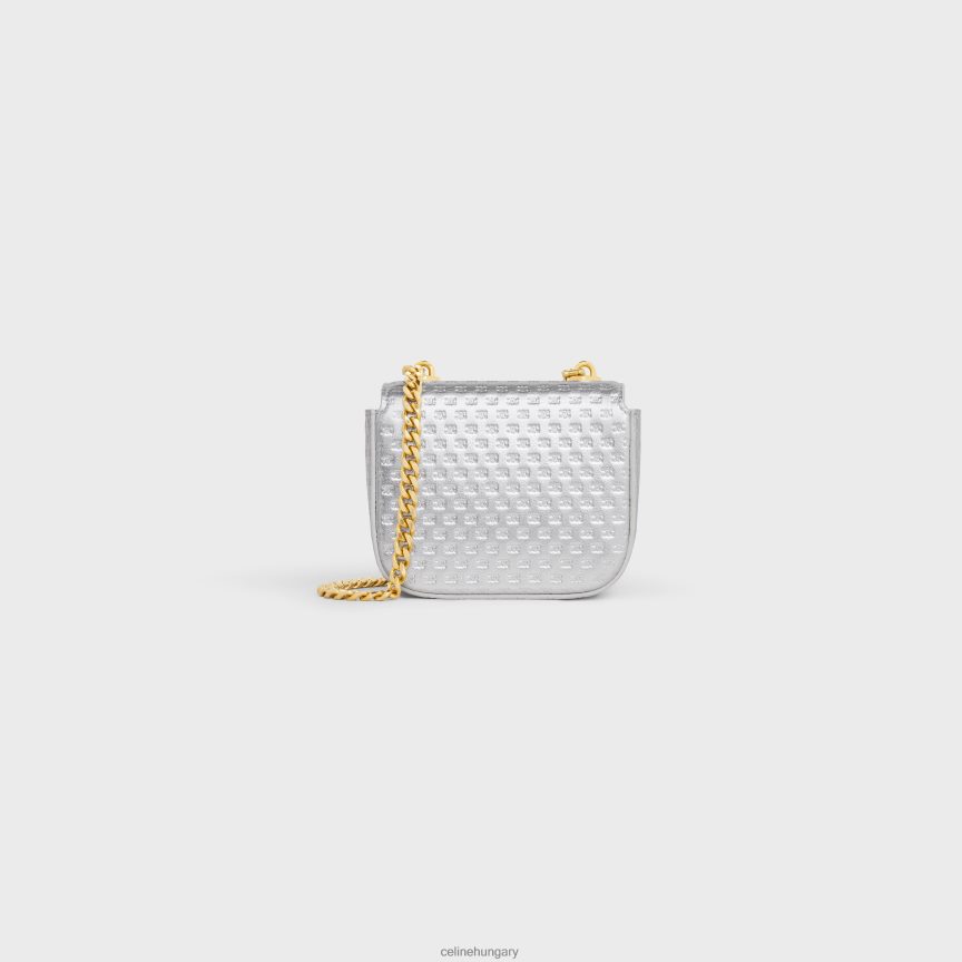 kiegészítők CELINE laminált borjúbőr dombornyomott triumfa mini lánccludes ezüst nők J6P488333