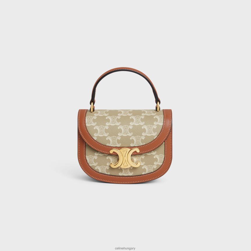 kiegészítők CELINE mini besace clea triomphe vászonból és borjúbőrből grege nők J6P488325