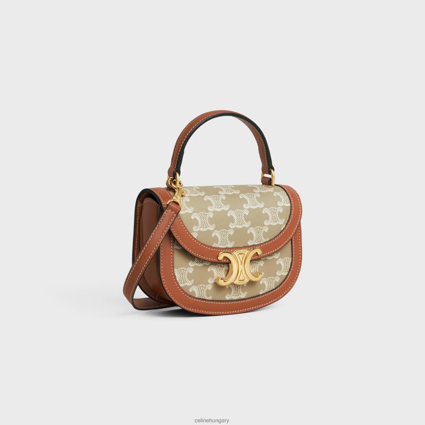 kiegészítők CELINE mini besace clea triomphe vászonból és borjúbőrből grege nők J6P488325