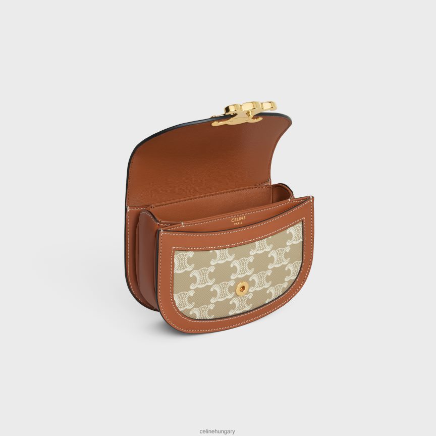 kiegészítők CELINE mini besace clea triomphe vászonból és borjúbőrből grege nők J6P488325