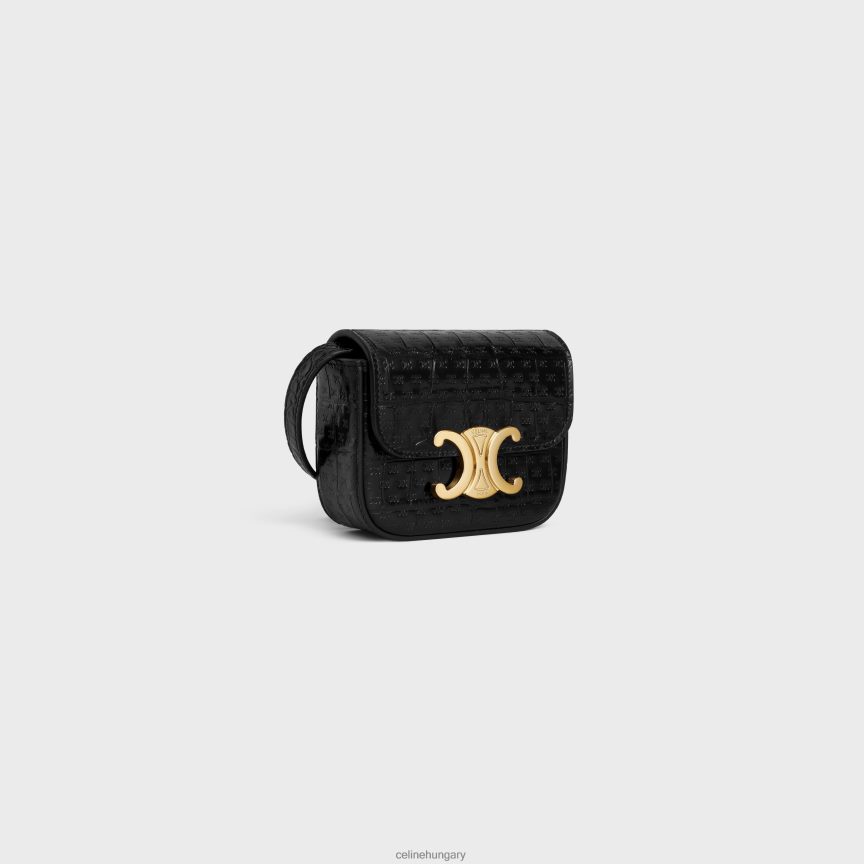 kiegészítők CELINE mini claude borjúbőrben krokó hatású dombornyomott triomphe fekete nők J6P488311