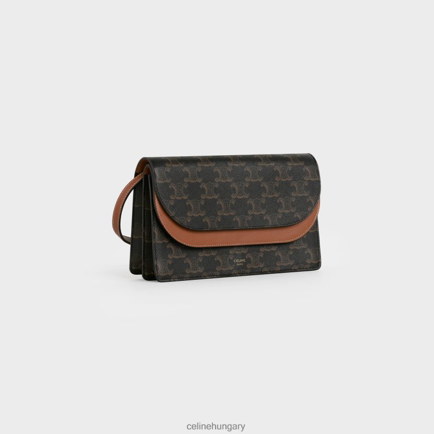 kiegészítők CELINE pántos pénztárca triomphe vászonból és sima báránybőrből Cser nők J6P488388